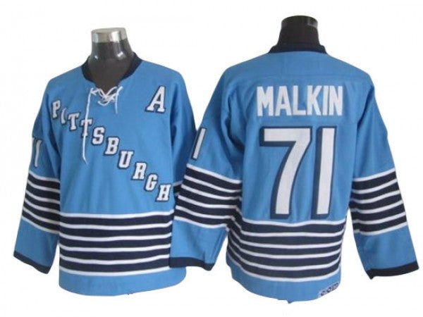Pittsburgh Penguins #71 Evgeni Malkin 1967 Vintage CCM Jersey Light Blue