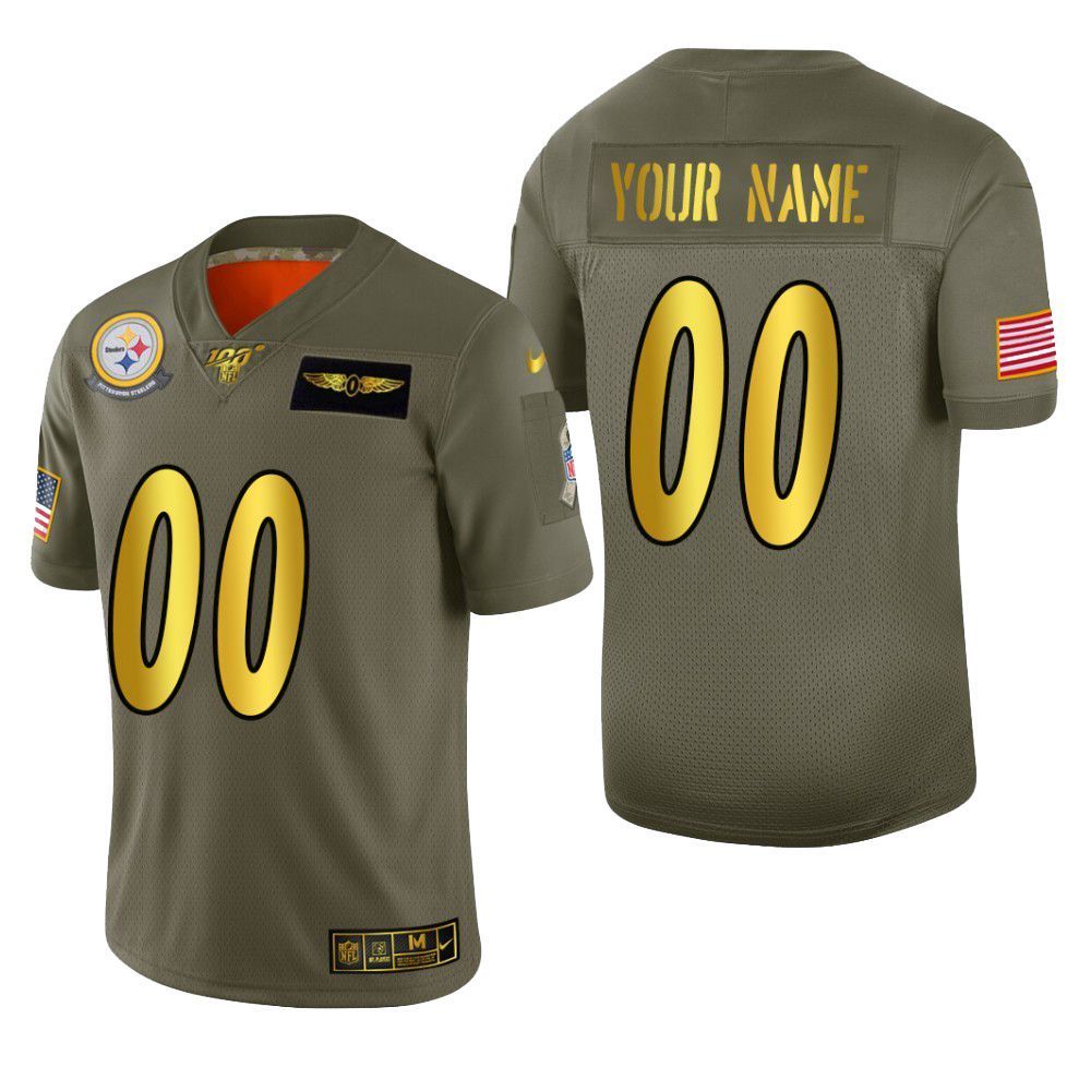 Pittsburgh Steelers Custom 2019 Salute To Service Nfl 100 Mens Jersey Metallic