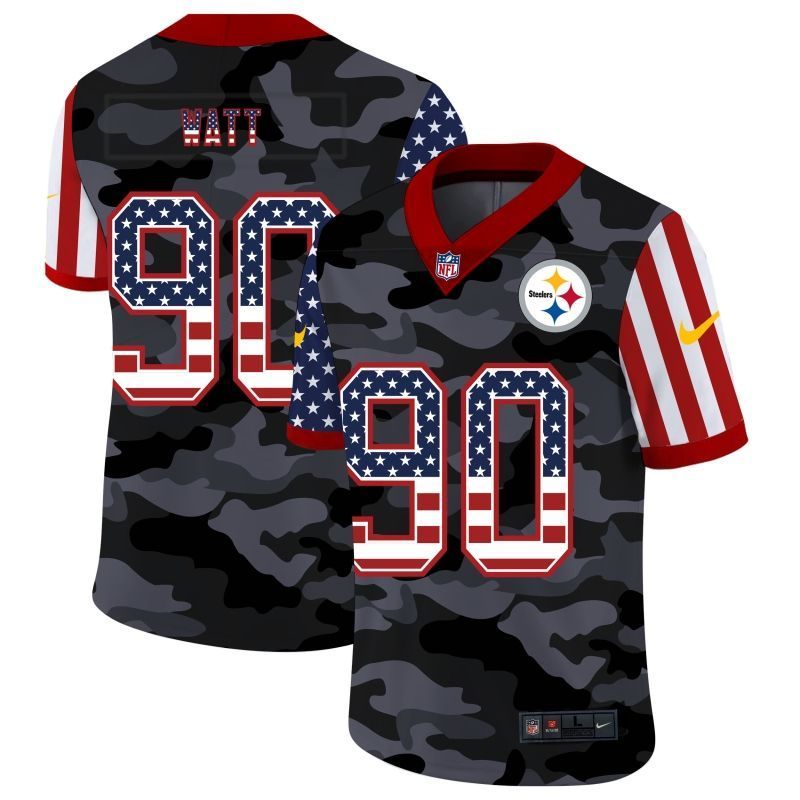 Pittsburgh Steelers Tj Watt 90 Nfl 2020 American Flag Camo Jersey