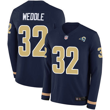 Rams 32 Eric Weddle Navy Blue Team Color Mens Stitched Football Limited Therma Long Sleeve Jersey