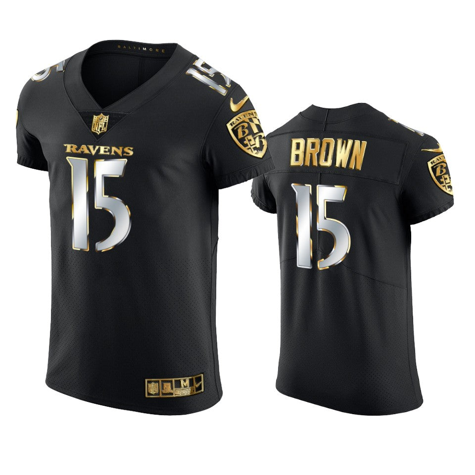 Ravens Marquise Brown Golden Edition Black Elite Jersey
