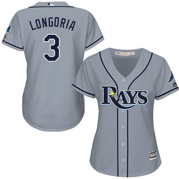 Rays 3 Evan Longoria Grey Road Womens Stitched Baseball Jersey