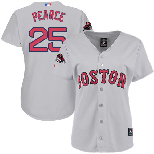 Red Sox 25 Steve Pearce Grey Road 2018 World Series Champions Womens Stitched Baseball Jersey
