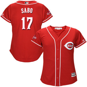 Reds 17 Chris Sabo Red Alternate Womens Stitched Baseball Jersey