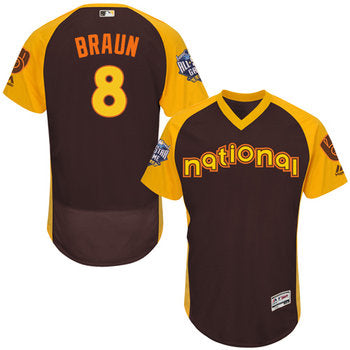 Ryan Braun Brown 2016 All star Jersey Mens National League Milwaukee Brewers 8 Flex Base Majestic Mlb Collection Jersey