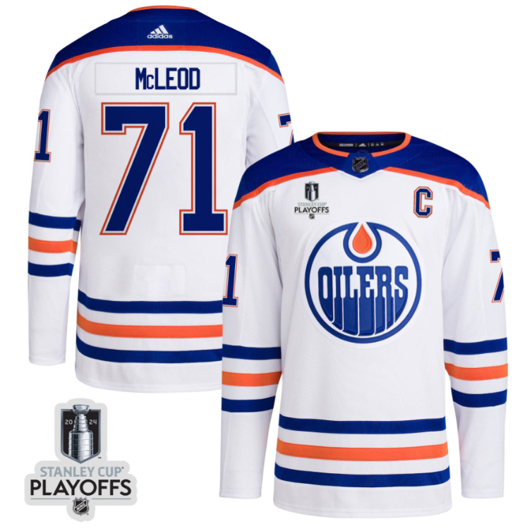 Ryan McLeod 71 Edmonton Oilers 2024 NHL Playoffs Patch Away Jersey Men, White
