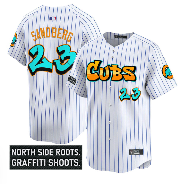 Ryne Sandberg Jersey #23 Chicago Cubs Graffiti North Side Edition Stitched White