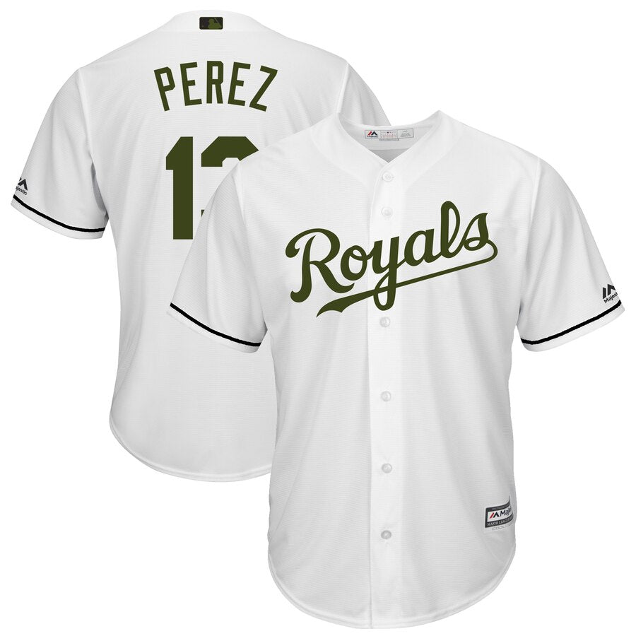 Salvador Perez Kansas City Royals Majestic 2017 Memorial Day Cool Base Player Jersey White