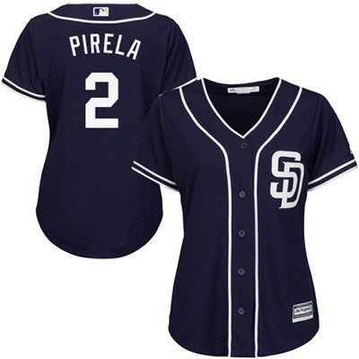 San Diego Padres 2 Jose Pirela Navy Blue Alternate Womens Stitched Baseball Jersey