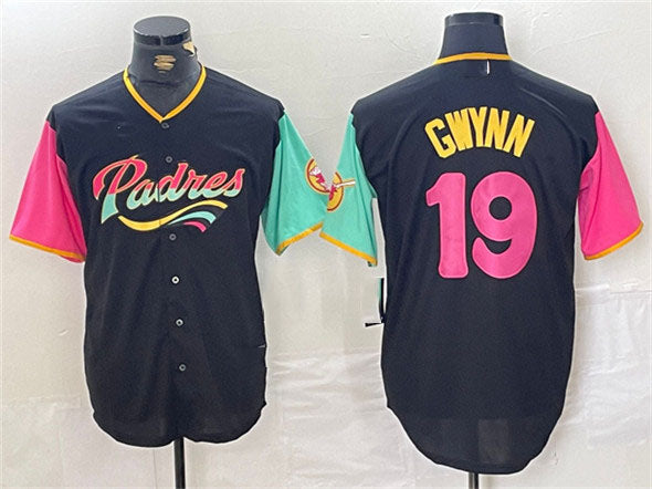 San Diego Padres #19 Tony Gwynn Black City Connect Cool Base Stitched Baseball J