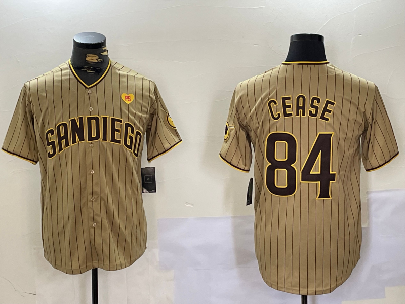 San Diego Padres #84 Dylan Cease Khaki Team Logo With PS Patch Stitched Cool Bas