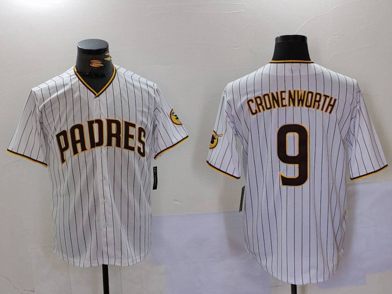 San Diego Padres #9 Jake Cronenworth White Team Logo Stitched Cool Base Baseball