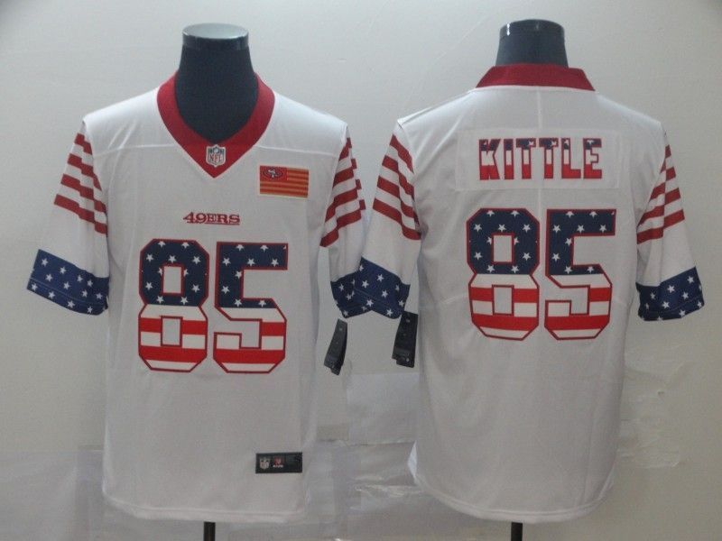 San Francisco 49ers George Kittle 85 American Flag 2020 Nfl White Jersey Jersey