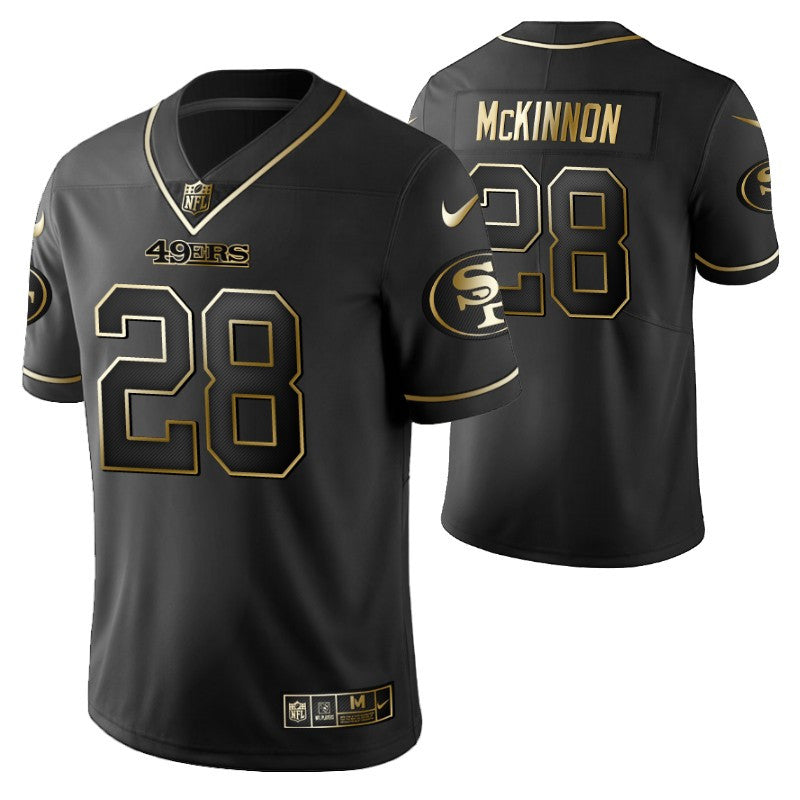 San Francisco 49ers Jerick Mckinnon 28 2021 Nfl Golden Brandedition Black Jersey Gift For 49ers Fans