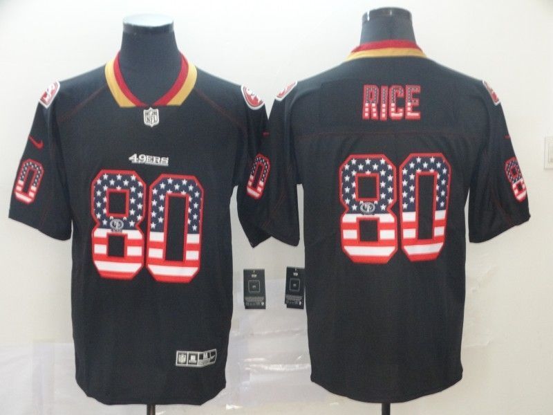 San Francisco 49ers Jerry Rice 80 American Flag 2020 Nfl Black Jersey Jersey