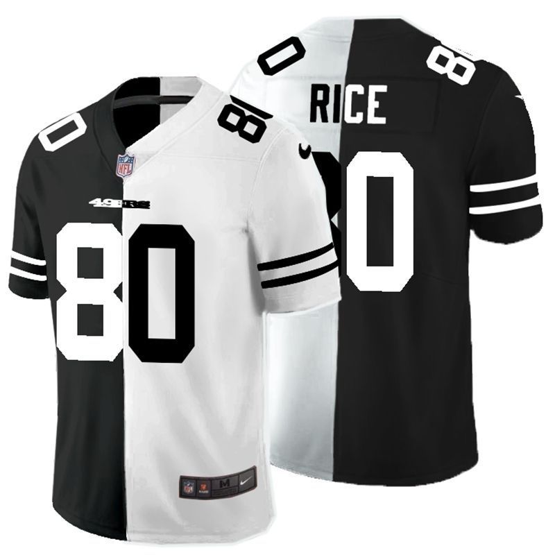 San Francisco 49ers Jerry Rice 80 Nfl 2020 Black And White Jersey