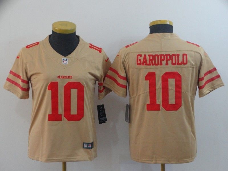 San Francisco 49ers Jimmy Garoppolo 10 2020 Nfl Golden Womens Jersey Jersey
