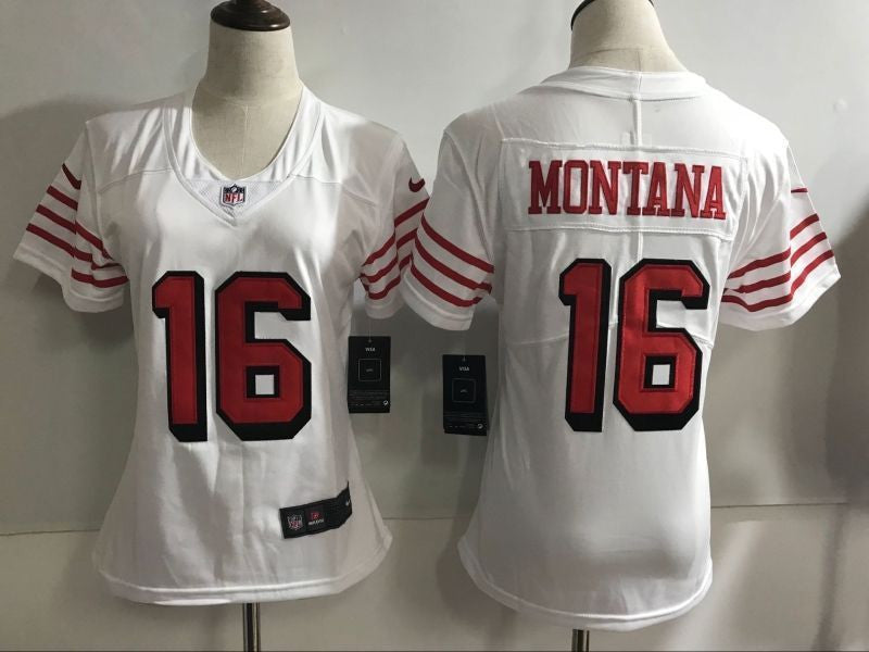 San Francisco 49ers Joe Montana 16 2020 Nfl White Womens Jersey Jersey