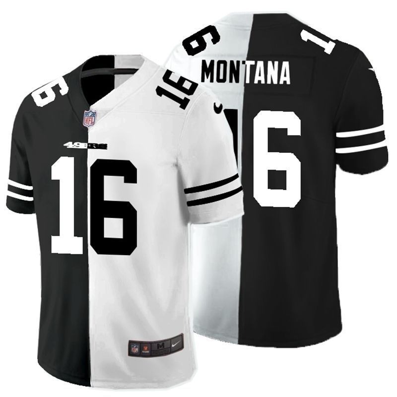San Francisco 49ers Joe Montana 16 Nfl 2020 Black And White Jersey