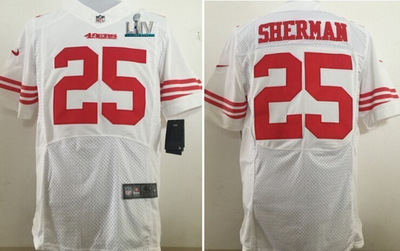 San Francisco 49ers Richard Sherman 25 Super Bowl Liv 2020 Nfl White Jersey Jersey