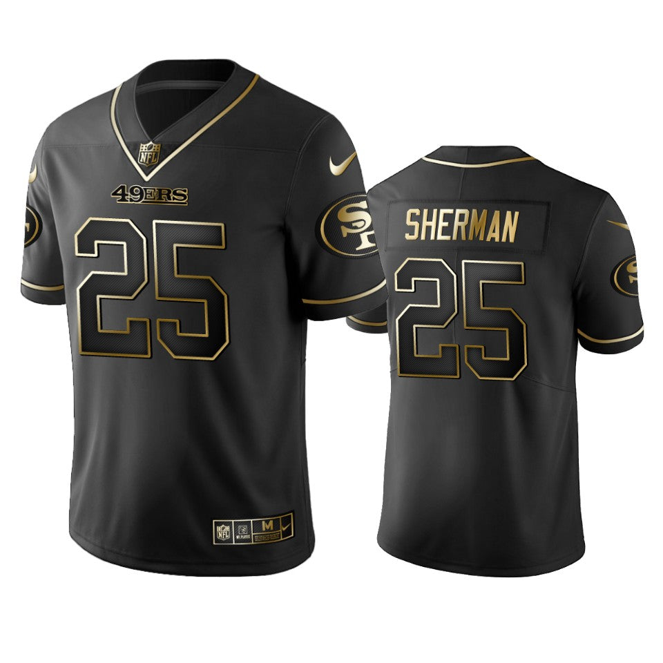 San Francisco 49ers Richard Sherman Black Golden Edition 2019 Vapor Untouchable Limited Jersey Mens