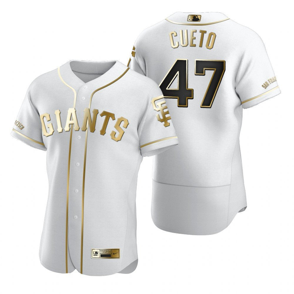 San Francisco Giants 47 Johnny Cueto Mlb Golden Brandedition White Jersey Gift For Giants Fans