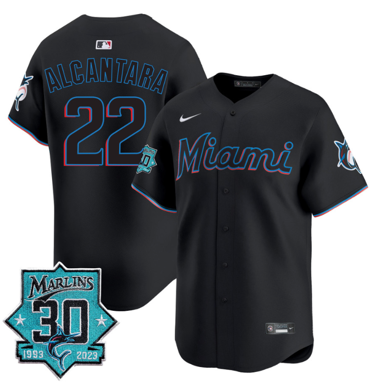 Sandy Alcantara Jersey #22 Miami Marlins 30 Seasons Anniversary Patch Limited St