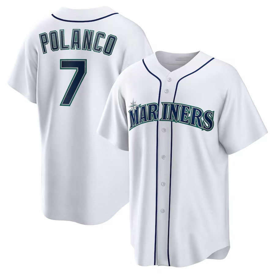 Seattle Mariners #7 Jorge Polanco Home Replica Jersey White Stitched Baseball