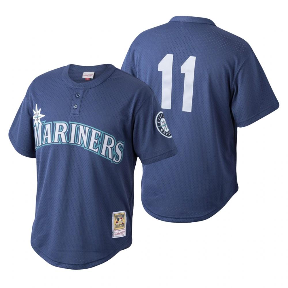 Seattle Mariners Edgar Martinez Navy Throwback Mesh Pullover Jersey