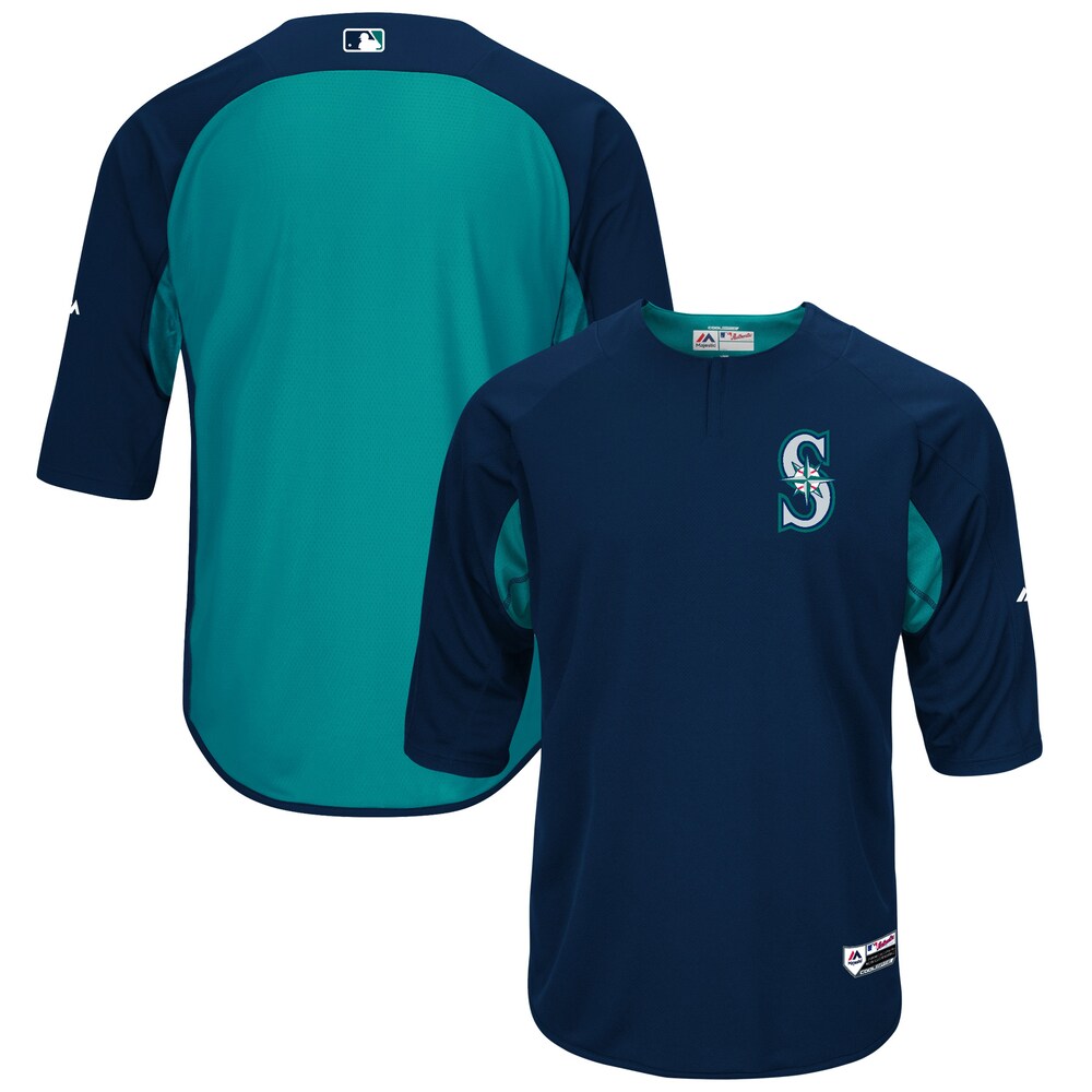 Seattle Mariners Majestic Collection On field 34 sleeve Batting Practice Jersey Navyaqua
