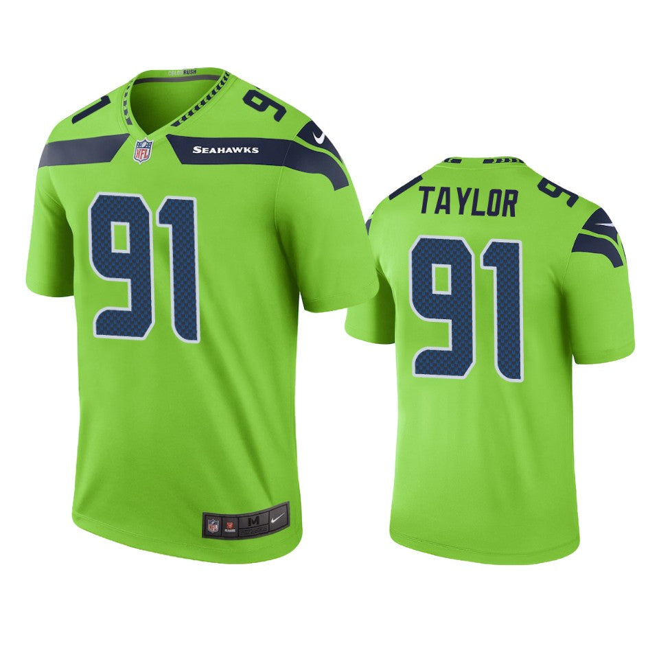 Seattle Seahawks Darrell Taylor Green Color Rush Legend Jersey