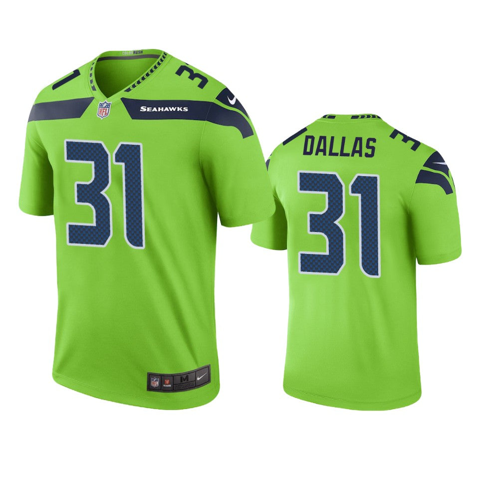 Seattle Seahawks Deejay Dallas Green Color Rush Legend Jersey
