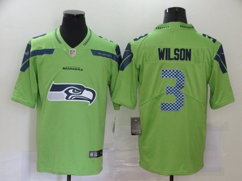 Seattle Seahawks Russell Wilson 3 Nfl 2020 Light Green Jersey