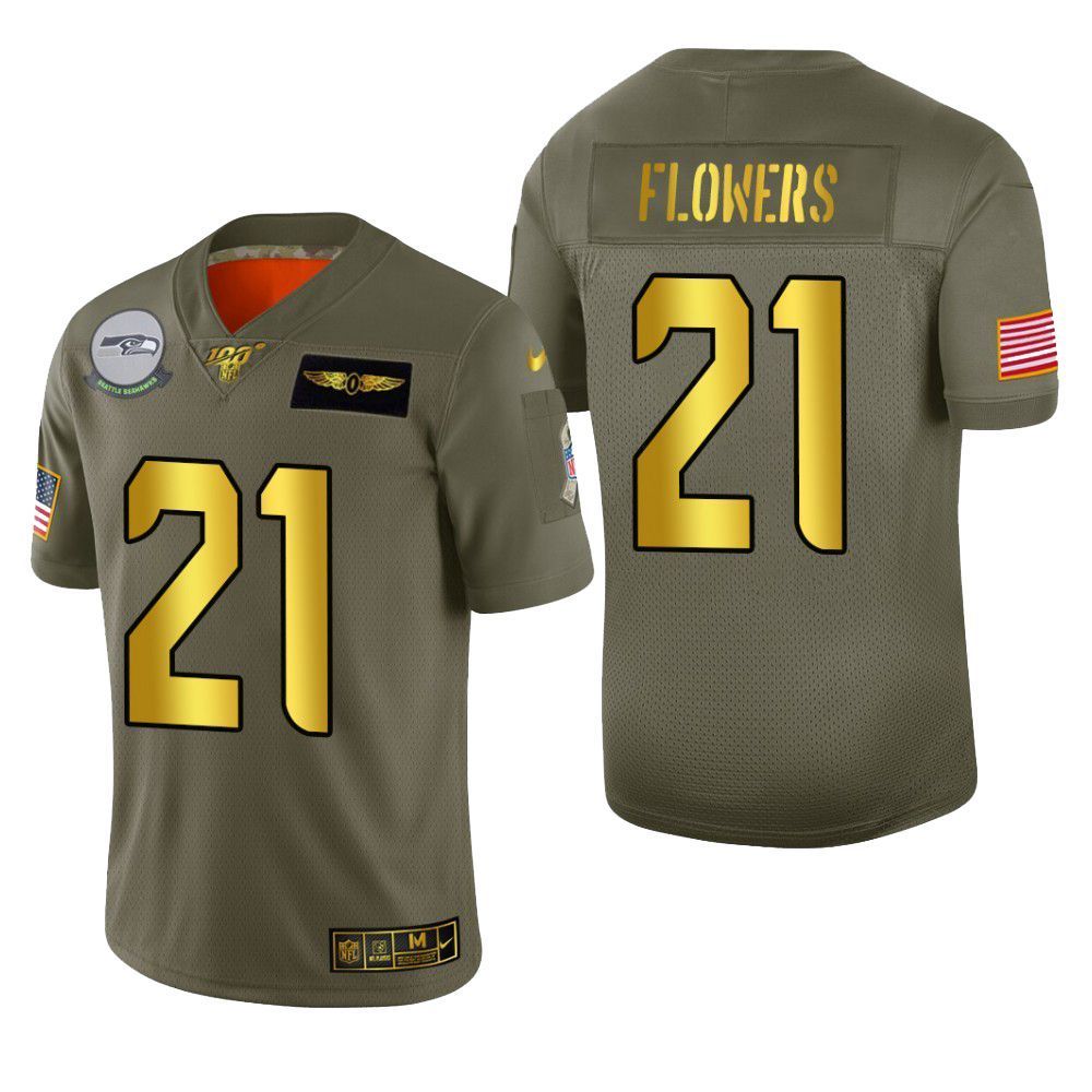 Seattle Seahawks Tre Flowers 2019 Salute To Service Nfl 100 Mens Jersey Metallic