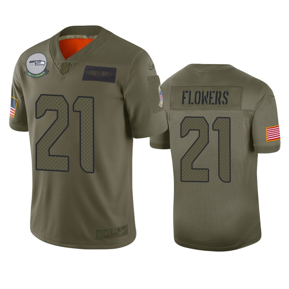 Seattle Seahawks Tre Flowers Camo 2019 Salute To Service Limited Jersey