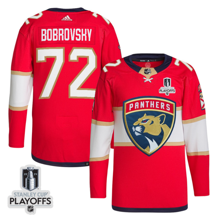 Sergei Bobrovsky 72 Florida Panthers 2024 NHL Playoffs Patch Home Jersey Men,