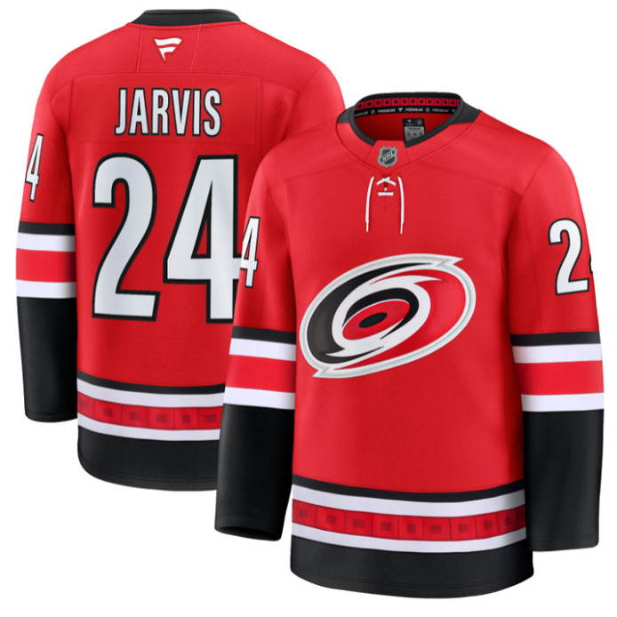 Seth Jarvis Jersey #24 Carolina Hurricanes Premium All Stitched Red