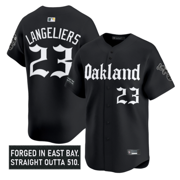Shea Langeliers Jersey #23 Oakland Athletics Gothic East Bay Edition Black