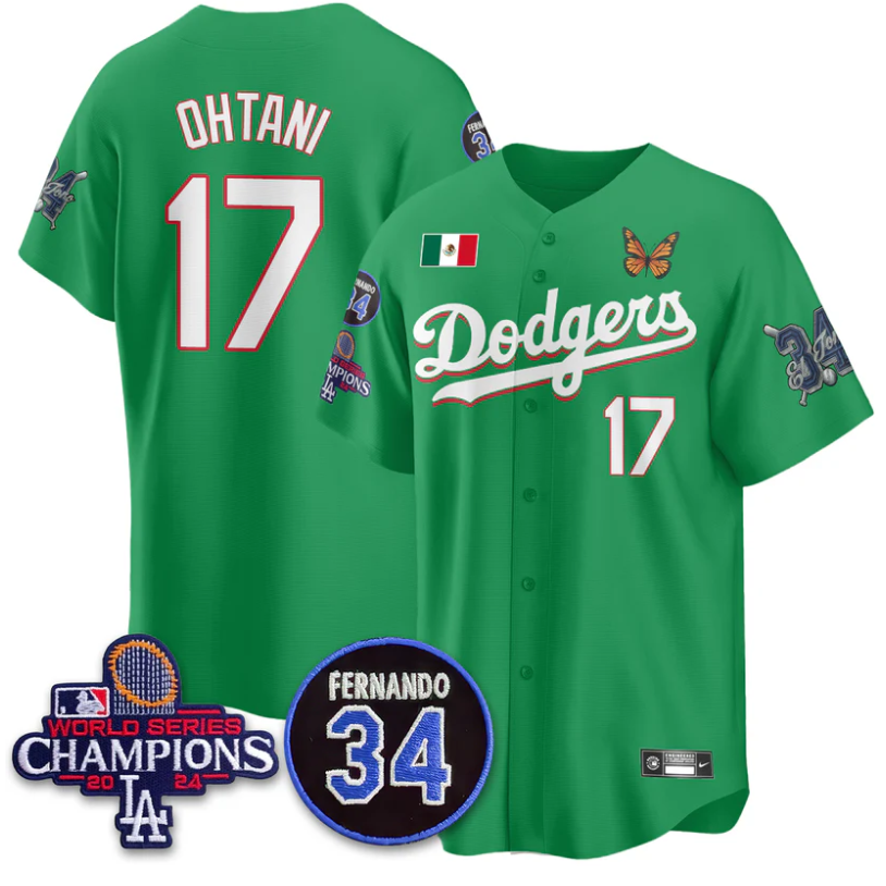 Shohei Ohtani Jersey #17 Los Angeles Dodgers Mexican For 34 Stitched Green