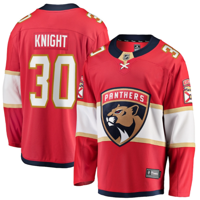 Spencer Knight 30 Florida Panthers 2025 Breakaway Player Men Jersey Red