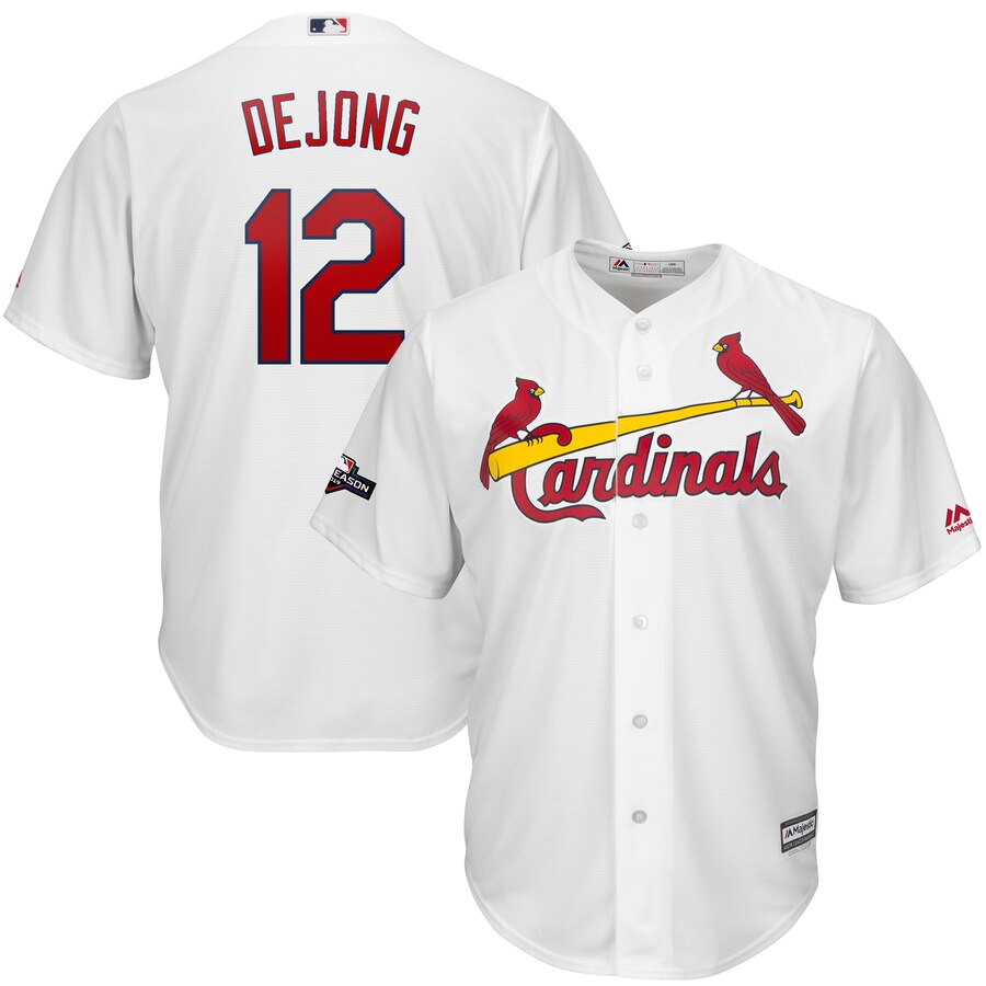 St Louis Cardinals 12 Paul Dejong Majestic 2019 Postseason Official Cool Base Player White Jersey