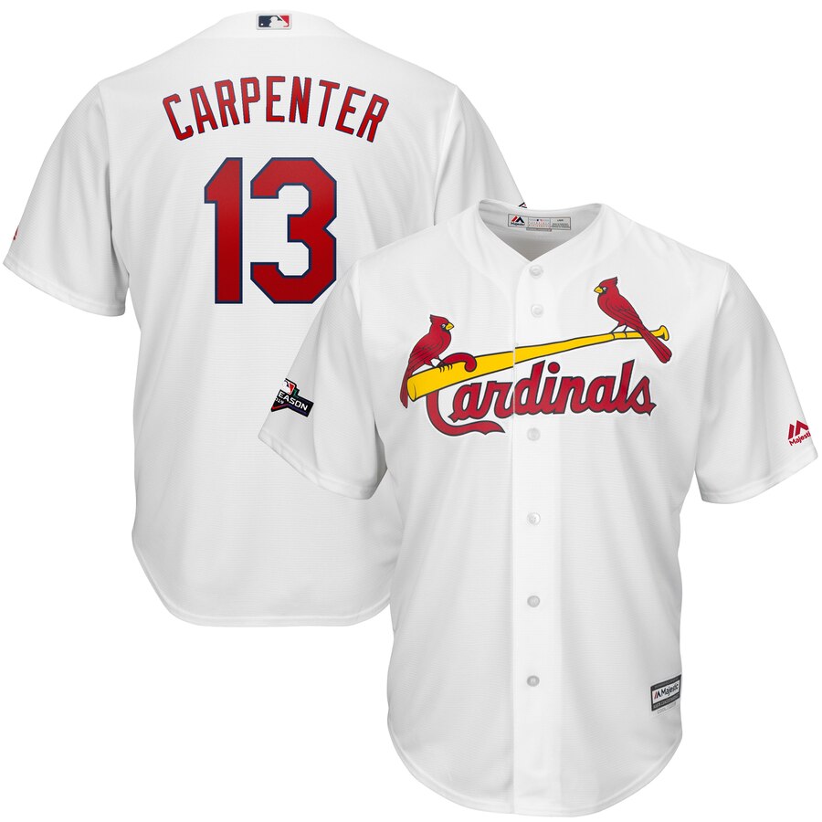 St Louis Cardinals 13 Matt Carpenter Majestic 2019 Postseason Official Cool Base Player White Jersey