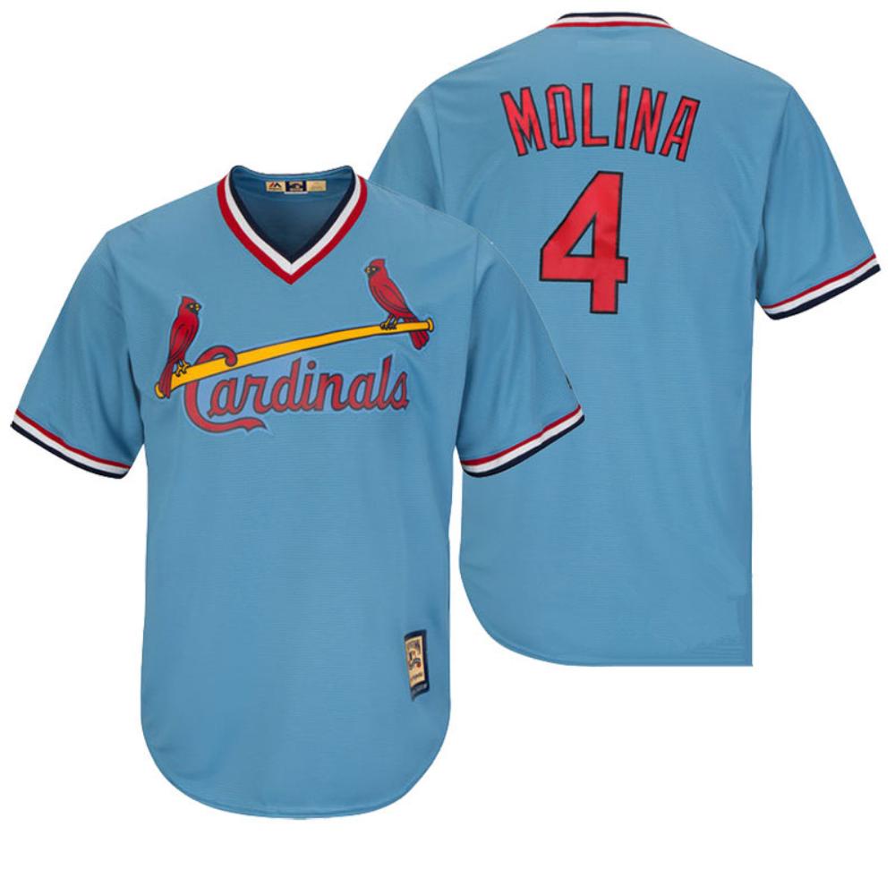 St. Louis Cardinals Yadier Molina Blue Throwback Pullover Jersey