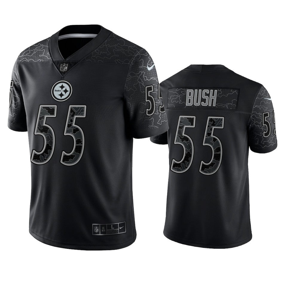 Steelers Devin Bush Reflective Limited Black Jersey