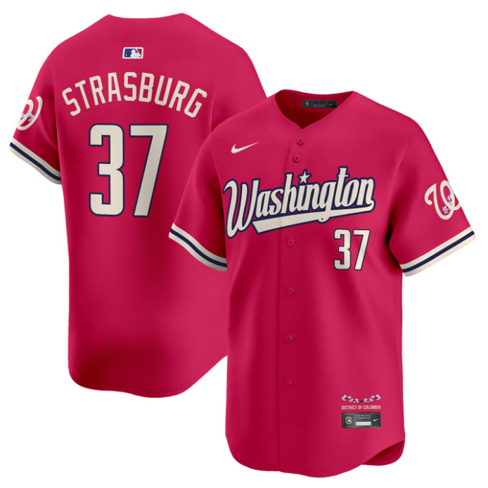 Stephen Strasburg Jersey #37 Washington Nationals Vapor Limited All Stitched Pin