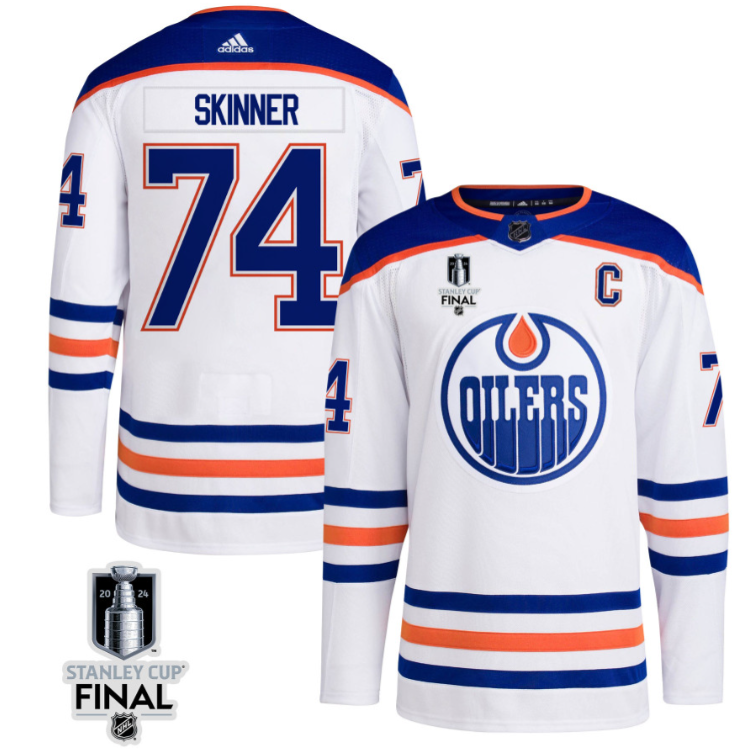Stuart Skinner 74 Edmonton Oilers 2024 STANLEY CUP Final Away Jersey Men, White