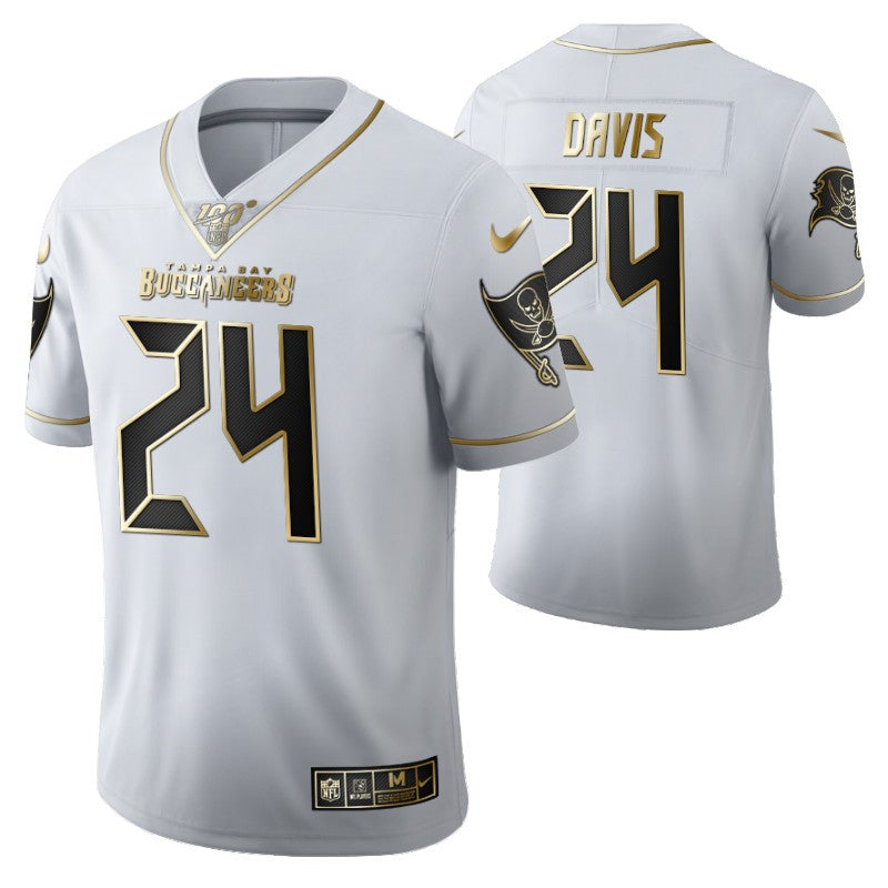 Tampa Bay Buccaneers Carlton Davis 24 2021 Nfl Golden Brandedition White Jersey Gift For Buccaneers Fans
