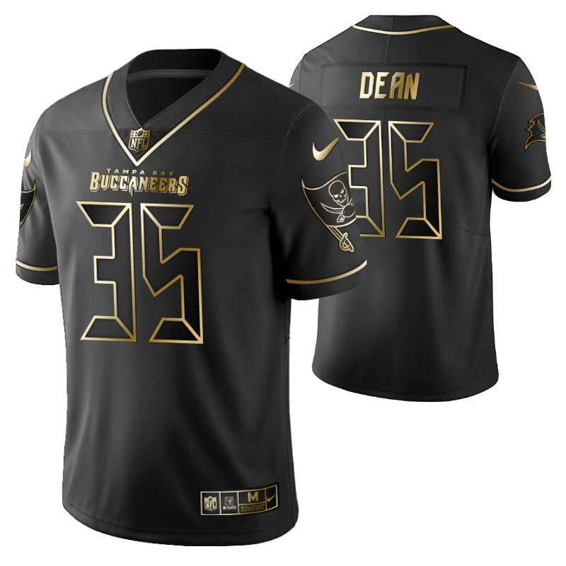 Tampa Bay Buccaneers Jamel Dean 35 2021 Nfl Golden Brandedition Black Jersey Gift For Buccaneers Fans