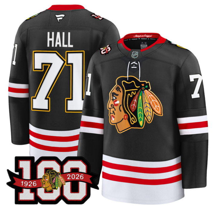 Taylor Hall Jersey #71 Chicago Blackhawks 100th Anniversary Stitched Black