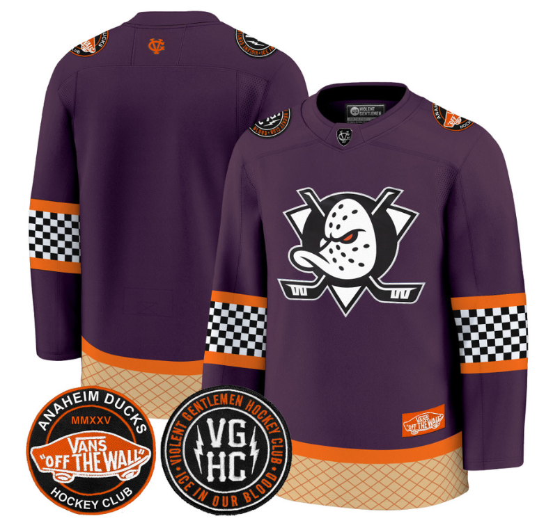 Team Jersey Anaheim Ducks Checkerboard 2025 Premium Stitched Purple